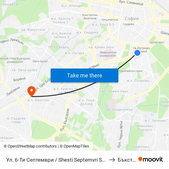 Ул. 6-Ти Септември / Shesti Septemvri St. (1808) to Бъкстон map