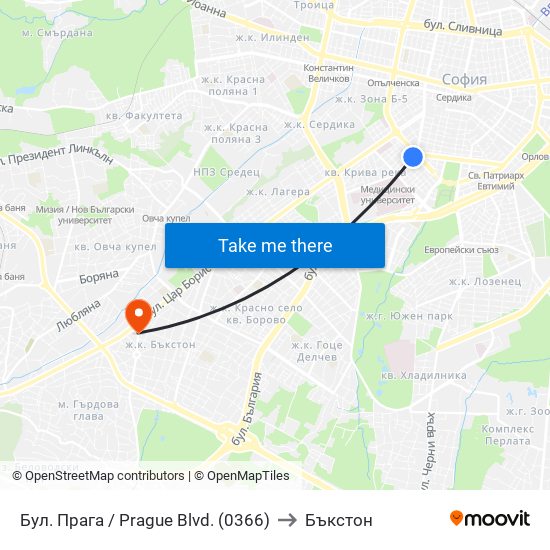 Бул. Прага / Prague Blvd. (0366) to Бъкстон map