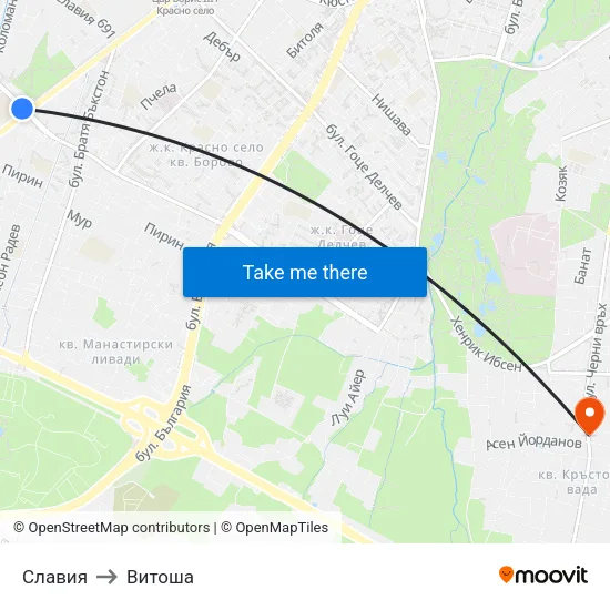 Славия to Витоша map