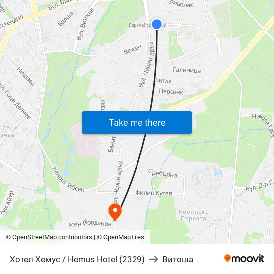 Ⓜ️ Хотел Хемус / Hemus Hotel (2329) to Витоша map