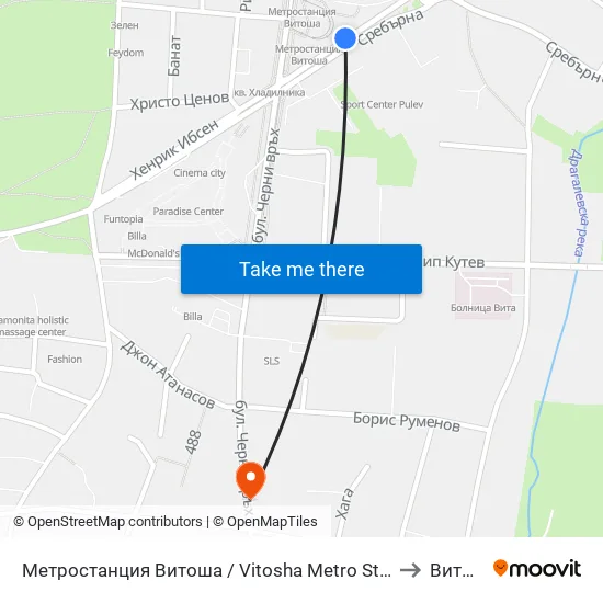 Ⓜ️ Метростанция Витоша / Vitosha Metro Station (0909) to Витоша map