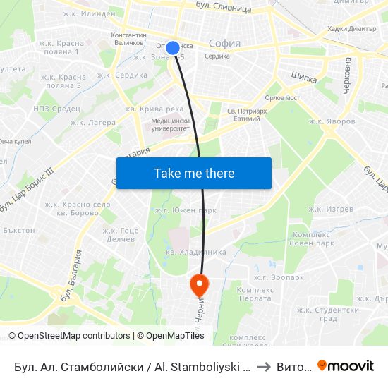 Бул. Ал. Стамболийски / Al. Stamboliyski Blvd. (0283) to Витоша map