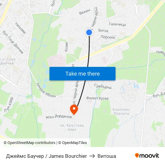 Джеймс Баучер / James Bourchier to Витоша map