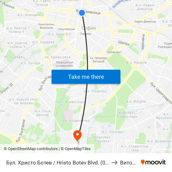 Бул. Христо Ботев / Hristo Botev Blvd. (0385) to Витоша map