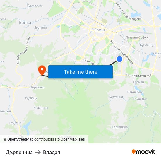 Дървеница to Владая map