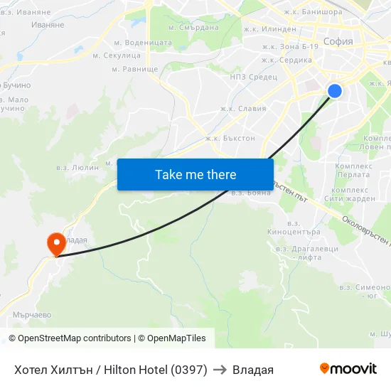 Хотел Хилтън / Hilton Hotel (0397) to Владая map