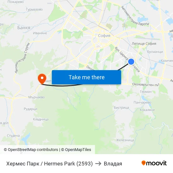 Хермес Парк / Hermes Park (2593) to Владая map