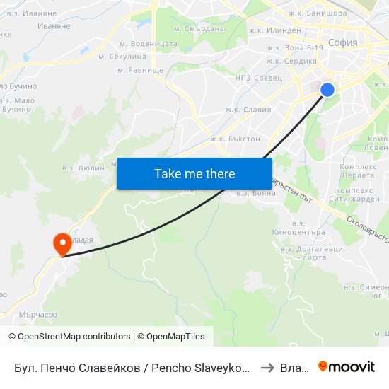 Бул. Пенчо Славейков / Pencho Slaveykov Blvd. (0356) to Владая map