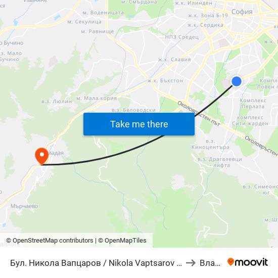 Бул. Никола Вапцаров / Nikola Vaptsarov Blvd. (0344) to Владая map