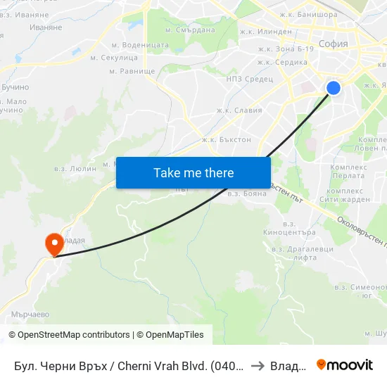 Бул. Черни Връх / Cherni Vrah Blvd. (0401) to Владая map