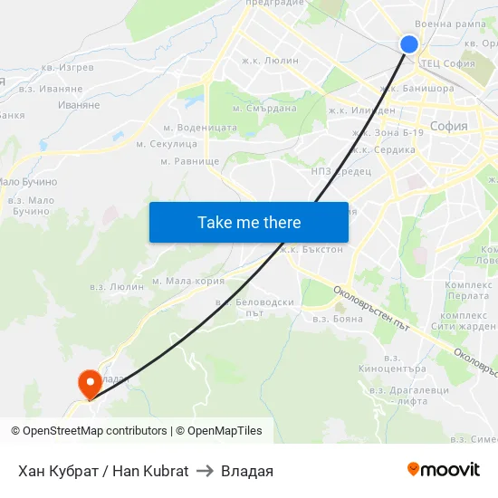 Хан Кубрат / Han Kubrat to Владая map