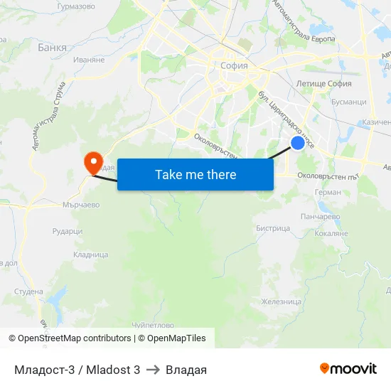 Младост 3 / Mladost 3 to Владая map