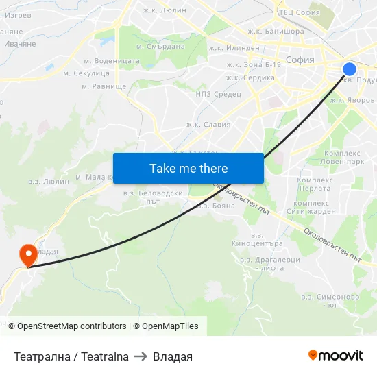 Театрална / Teatralna to Владая map
