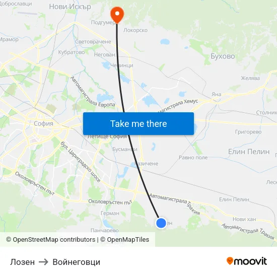 Лозен to Войнеговци map
