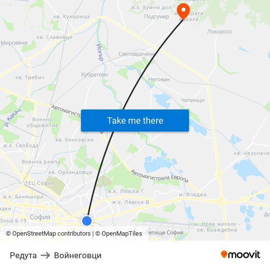 Редута to Войнеговци map