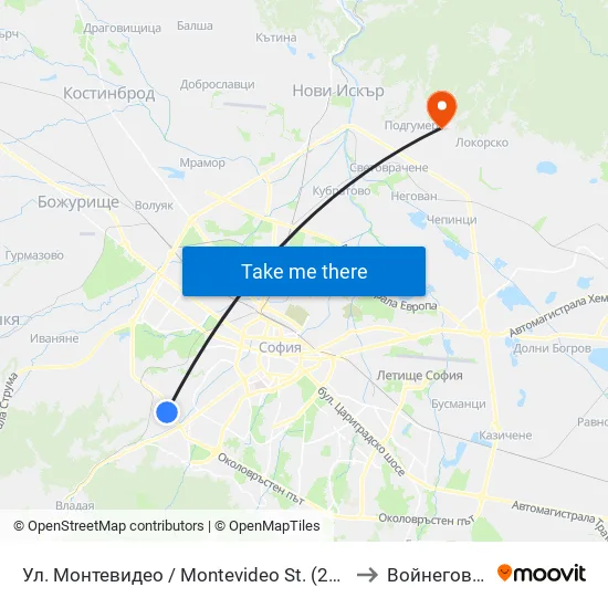 Ул. Монтевидео / Montevideo St. (2050) to Войнеговци map
