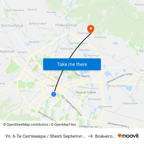 Ул. 6-Ти Септември / Shesti Septemvri St. (1808) to Войнеговци map