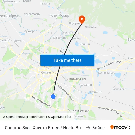 Спортна Зала Христо Ботев / Hristo Botev Sports Hall (1611) to Войнеговци map