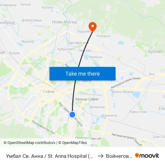 Умбал Св. Анна / St. Anna Hospital (1194) to Войнеговци map