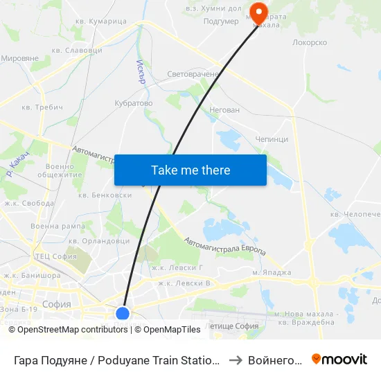 Гара Подуяне / Poduyane Train Station (0468) to Войнеговци map