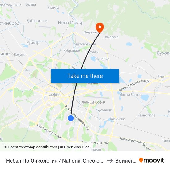 Нсбал По Онкология / National Oncology Hospital (0764) to Войнеговци map