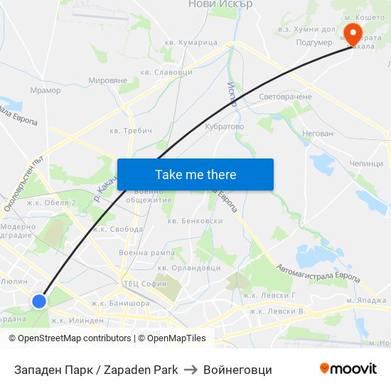 Западен Парк / Zapaden Park to Войнеговци map