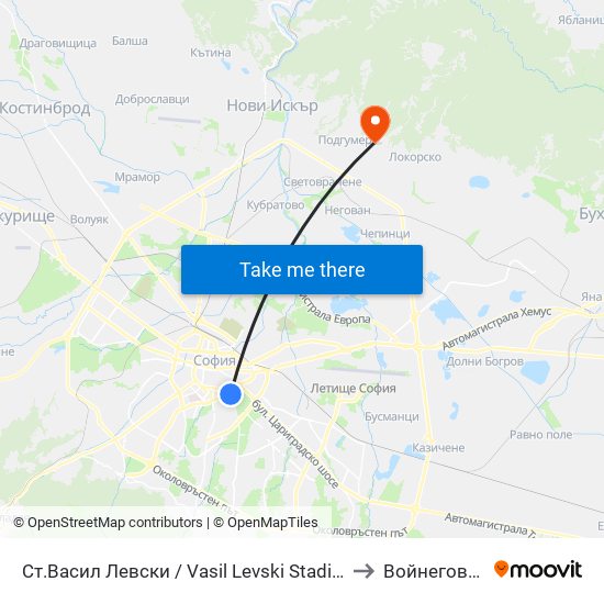 Ст.Васил Левски / Vasil Levski Stadium to Войнеговци map