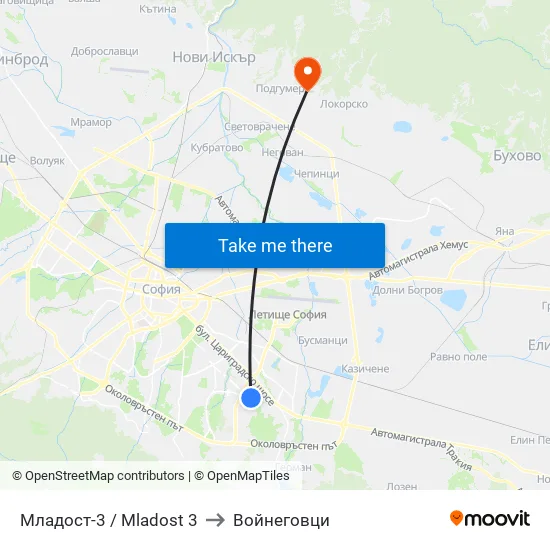 Младост 3 / Mladost 3 to Войнеговци map