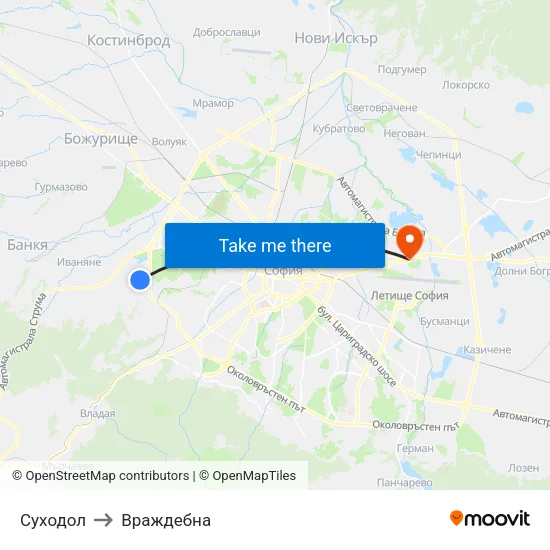 Суходол to Враждебна map