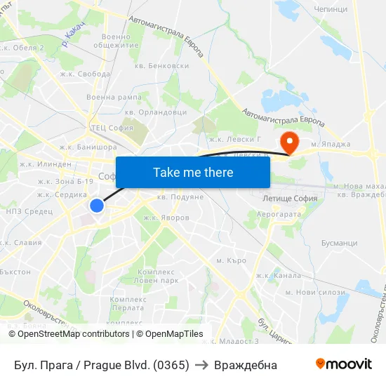 Бул. Прага / Prague Blvd. (0365) to Враждебна map