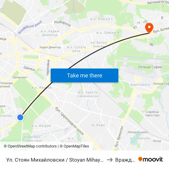Ул. Стоян Михайловски / Stoyan Mihaylovski St. (2692) to Враждебна map