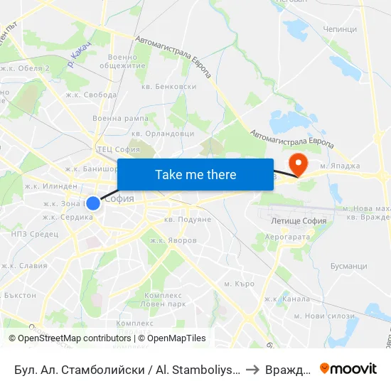 Бул. Ал. Стамболийски / Al. Stamboliyski Blvd. (0283) to Враждебна map
