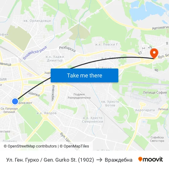 Ул. Ген. Гурко / Gen. Gurko St. (1902) to Враждебна map