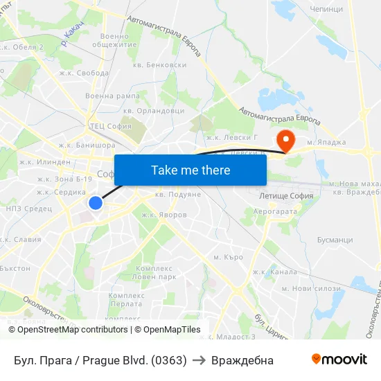 Бул. Прага / Prague Blvd. (0363) to Враждебна map