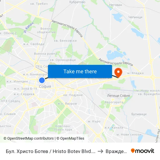 Бул. Христо Ботев / Hristo Botev Blvd. (0385) to Враждебна map
