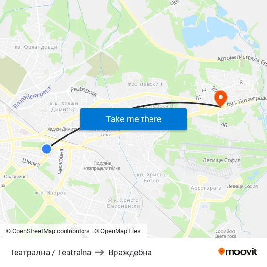 Театрална / Teatralna to Враждебна map