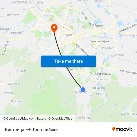 Бистрица to Гевгелийски map