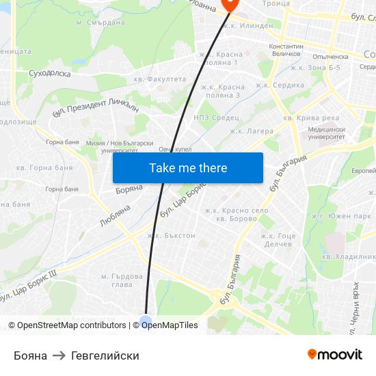Бояна to Гевгелийски map