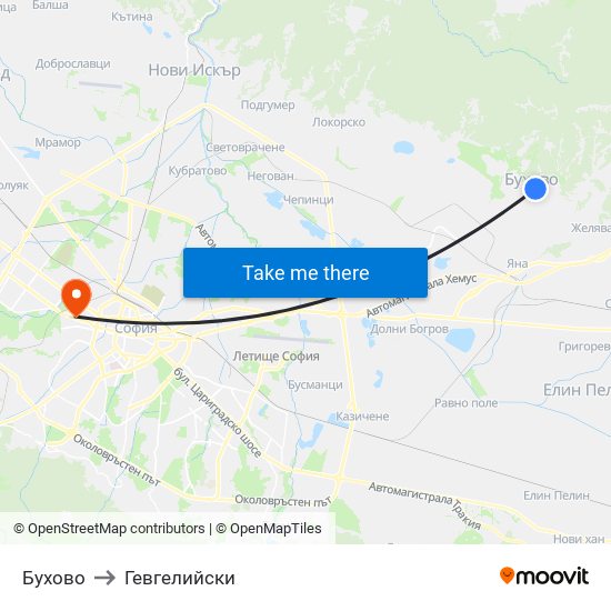 Бухово to Гевгелийски map