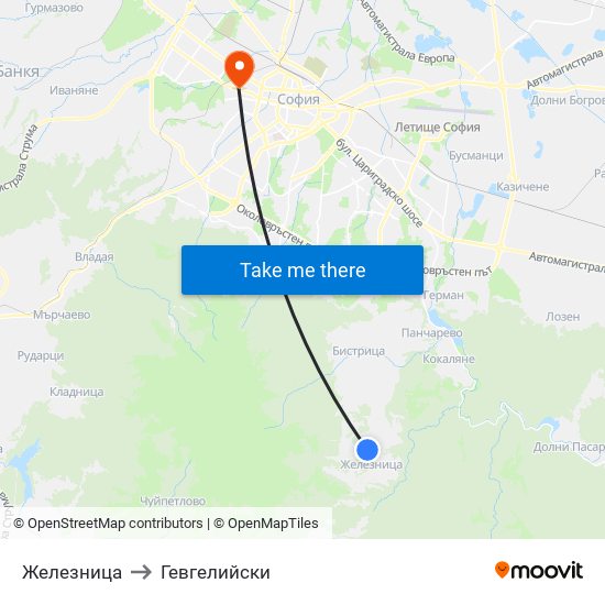 Железница to Гевгелийски map