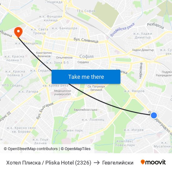 Хотел Плиска / Pliska Hotel (2326) to Гевгелийски map