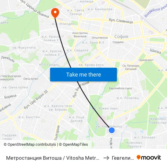 Ⓜ️ Метростанция Витоша / Vitosha Metro Station (2654) to Гевгелийски map