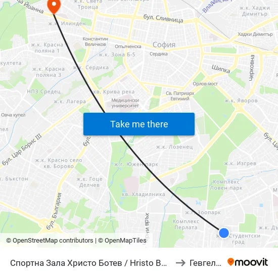 Спортна Зала Христо Ботев / Hristo Botev Sports Hall (1611) to Гевгелийски map