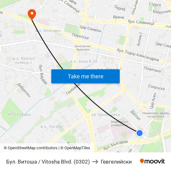 Бул. Витоша / Vitosha Blvd. (0302) to Гевгелийски map
