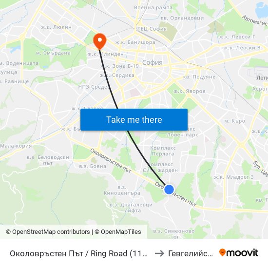 Околовръстен Път / Ring Road (1175) to Гевгелийски map