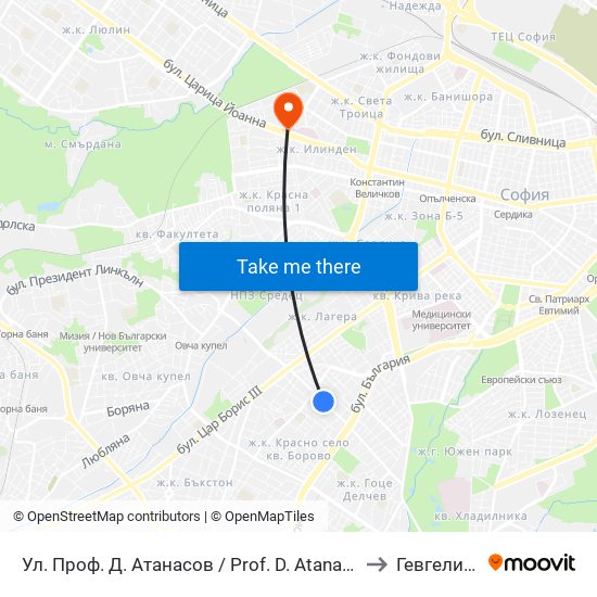 Ул. Проф. Д. Атанасов / Prof. D. Atanasov St. (2134) to Гевгелийски map