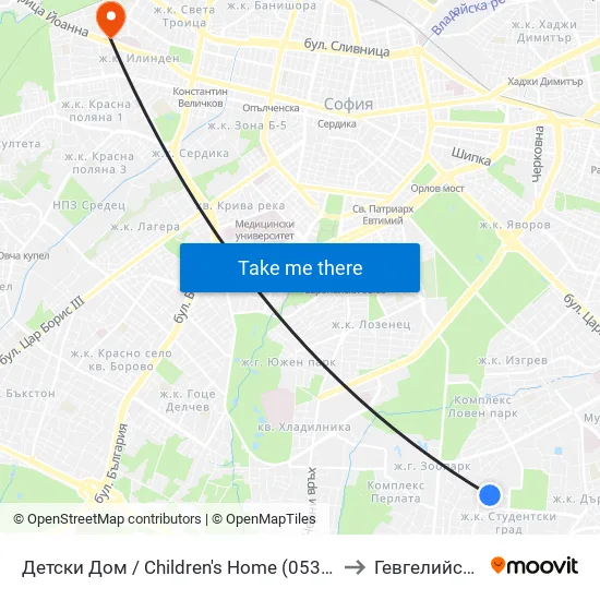 Детски Дом / Children's Home (0530) to Гевгелийски map