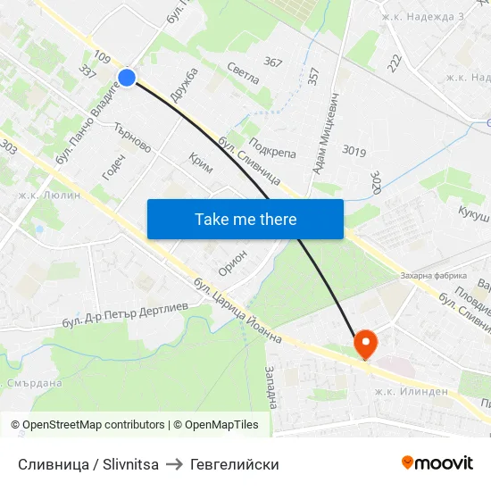 Сливница / Slivnitsa to Гевгелийски map