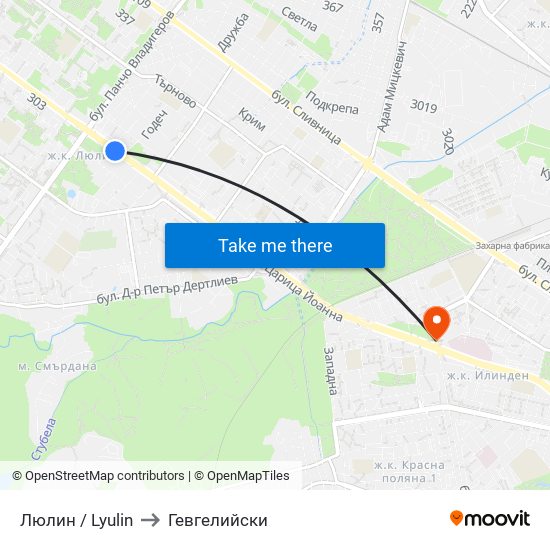 Люлин / Lyulin to Гевгелийски map