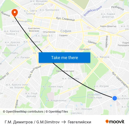 Г. М. Димитров / G. M. Dimitrov to Гевгелийски map
